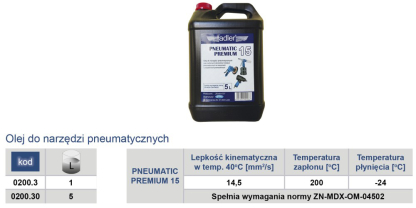 Olej do narzędzi pneumatycznych Pneumatic 5l Premium 15